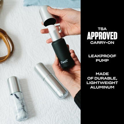 S'well 3.4oz Travel Bottle Set - Includes 3 Lightweight & Recyclable Aluminum Bottles - Leak-Proof Pumps are Suitable for a Range of Liquid Soaps, Lotions, Sanitizers & More - TSA Carry-On Approved