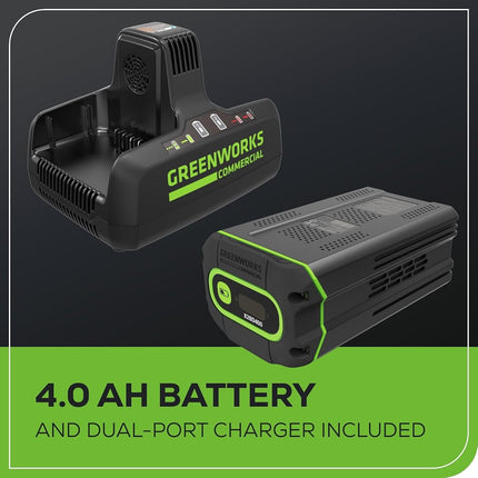 Greenworks 82V 16" Brushless (2.4 kW) Cordless Chainsaw (225 Cuts Per Charge), 4.0Ah Battery and Dual Port Rapid Charger (Great for Landscapers and Professionals