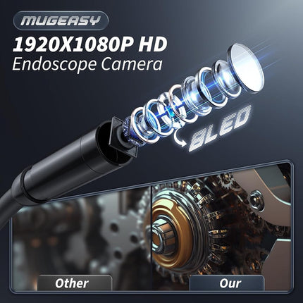 Endoscope Camera with Light, Inspection Borescope Camera with 4.3" IPS Screen, 1920P HD with 8 LED Lights, 16.6FT Semi-Rigid Cord Bore Scope, IP67 Waterproof Endoscope for Sewer, Tools(Orange)