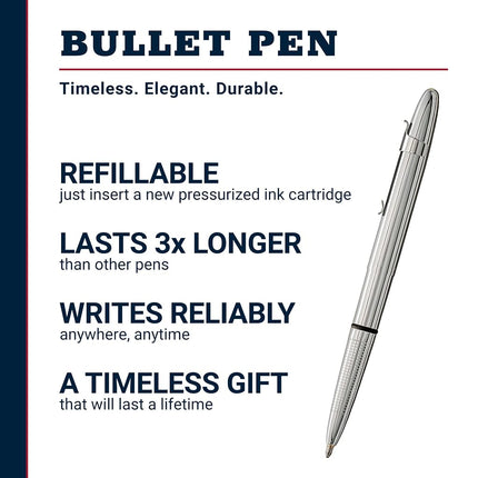 Shiny Chrome Space Pen with Matching Clip