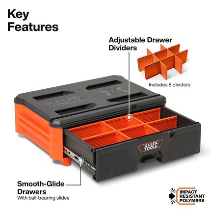 Klein Tools 54844MB MODbox Compact Single Drawer Box Full Width, Tool Storage Drawer with Ball Bearing Slides, Dividers Included, PVC Foam Mat