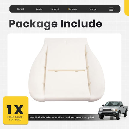 ALMULOO Coussin de siège gauche compatible avec Toyota Tundra 2000-2004, remplacement de la garniture en mousse de siège avant côté conducteur, blanc