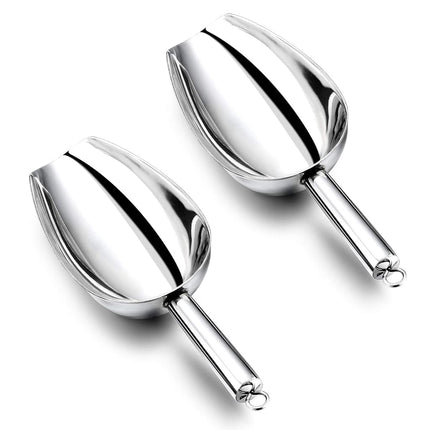 E-far 12 Ounce Ice Scoop Set of 2, Stainless Steel