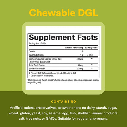Natural Factors Dgl Licorice Chewable, 400mg, 180 Count