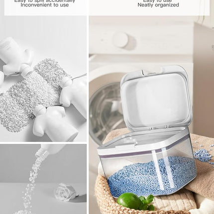 LivLab Mker Laundry Detergent Dispenser with One-Press Lid,Clear PET Powder container with Measuring Cup, Pods container (11L)