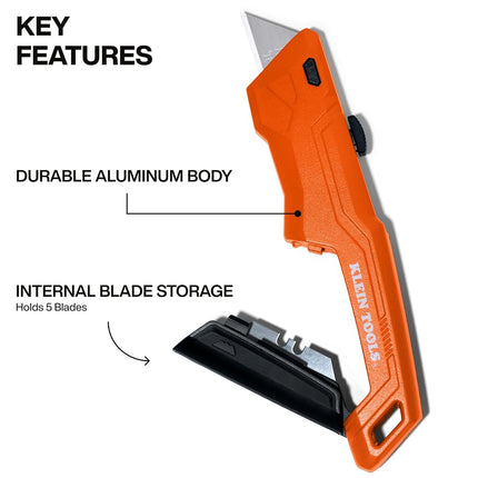 Klein Tools 44312 2-Piece Folding Utility Knife and Slide-Out Knife Set, FLICKBLADE, Retractable with On-Tool Blade Storage, Includes 5 Blades