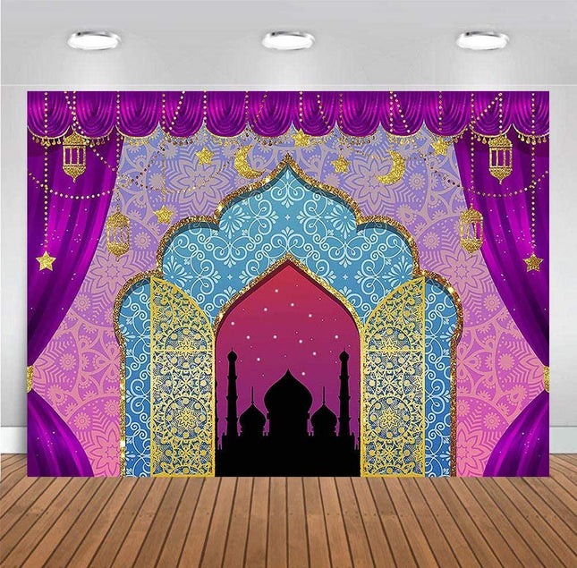 Aladdin Backdrop Photography Vinyl 8x6ft Photo Booth Studio Props Princess Baby Shower Arabian Moroccan Nights Birthday Party Magic Genie Indian Luxurious Photo Background