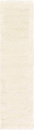 Unique Loom Solo Solid Shag Collection Modern Plush Snow White Runner (3' x 10')