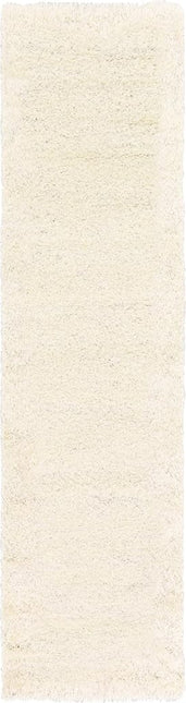 Unique Loom Solo Solid Shag Collection Modern Plush Snow White Runner (3' x 10')