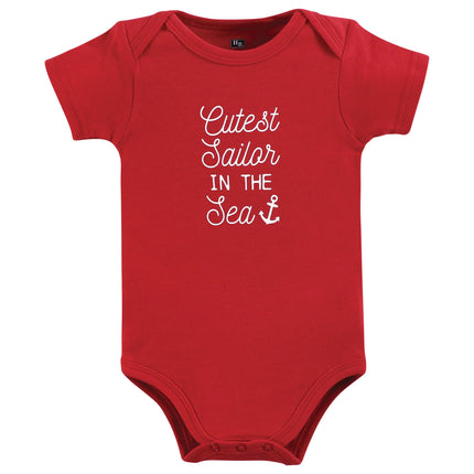 Hudson Baby Unisex Baby Cotton Bodysuits, Nautical Anchor, 18-24 Months, Nautical Anchor, 18-24 Months