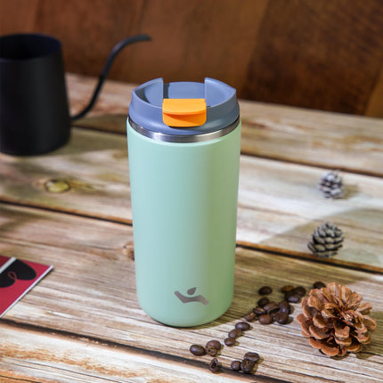 Konokyo Tumbler with Lid, 16 oz Travel Coffee Mug Double Wall Vacuum Stainless Steel Thermal Metal Cup Insulated Water Bottle,Soft Green