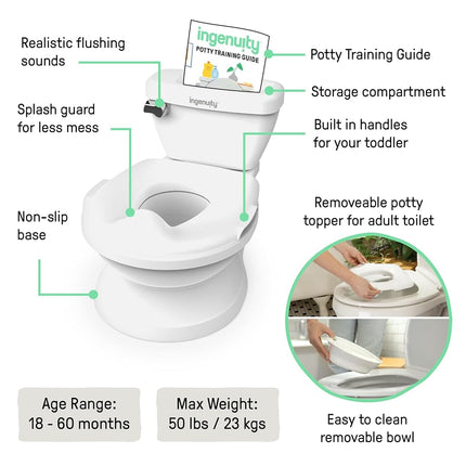 Summer Infant by Ingenuity My Size Potty Pro in White, Toddler Potty Training Toilet, Lifelike Flushing Sound, for Ages 18 Months, Up to 50 Pounds