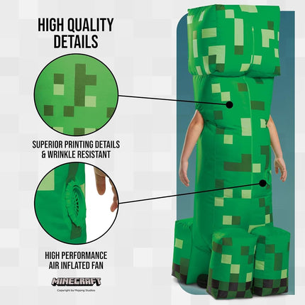 Disguise Official Minecraft Creeper Costume Kids, Minecraft Inflatable Costume Fancy Dress Up Outfit Halloween Birthday World Book Day Costumes for Boys Children One Size