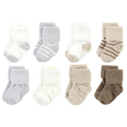 Hudson Baby Unisex Baby Cotton Rich Newborn and Terry Socks, Gray Taupe Stripe, 0-6 Months, Gray Taupe Stripe, 0-6 Months