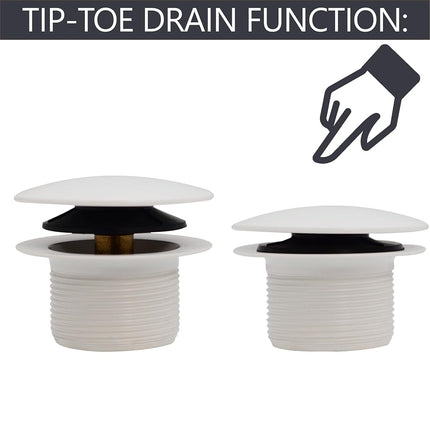 Westbrass 493144H-50 14" SCH. 40 ABS Bath Waste & Overflow Assembly with Tip-Toe Drain Plug and Illusionary Faceplate, White
