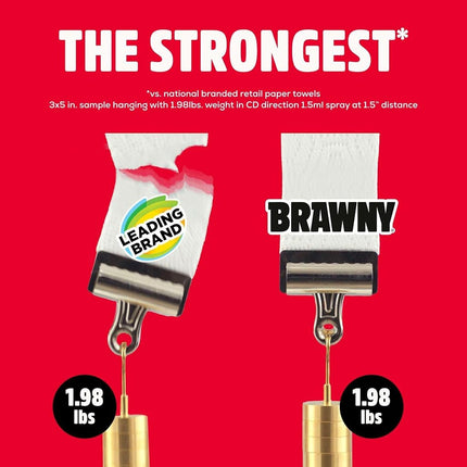 Brawny Tear-A-Square 3-Ply Paper Towels, 6 Double Rolls = 12 Regular Rolls, Strong, Absorbent, and Durable with 3 Sheet Sizes (Quarter, Half, Full)