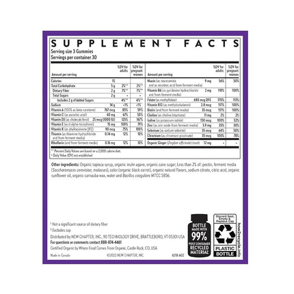 New Chapter Prenatal Multivitamin Gummies – 71% Less Sugar, Prenatal Gummies for Mom & Healthy Baby with Prenatal Vitamins Methylfolate, D3, Choline & Ginger, Non-GMO, Gluten Free, Berry Citrus, 90ct