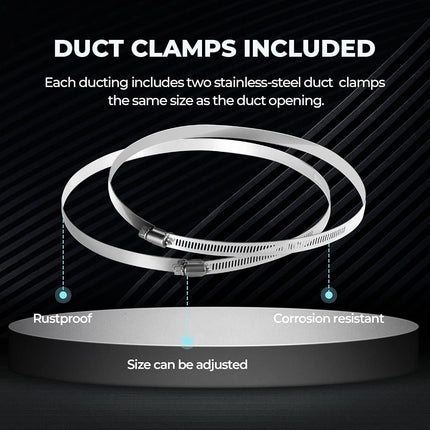 Simple Deluxe 8 Inch 25 Feet, Non-Insulated Flex Air Aluminum Foil Duct for Dryer Vent Hose, Heating, Cooling, Ventilation, Exhaust, 2 Clamps Included, 8" x 25', Silver