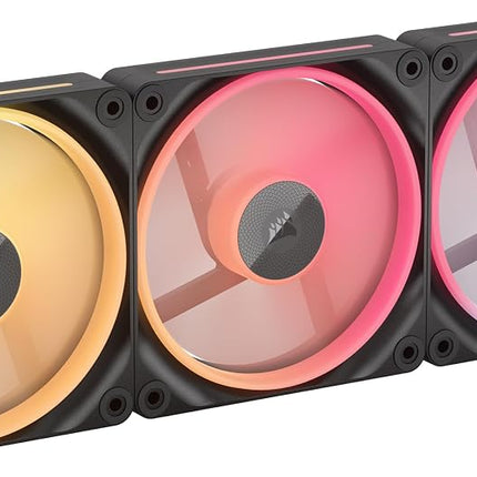Corsair iCUE LINK LX120-R RGB 120mm PWM Reverse Fans – Triple Fan Kit – Low-Noise, Magnetic Dome Bearing, Dual Light Loops, QuikTurn™ Screws, Zero RPM Mode – Black