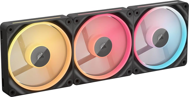 Corsair iCUE LINK LX120-R RGB 120mm PWM Reverse Fans – Triple Fan Kit – Low-Noise, Magnetic Dome Bearing, Dual Light Loops, QuikTurn™ Screws, Zero RPM Mode – Black