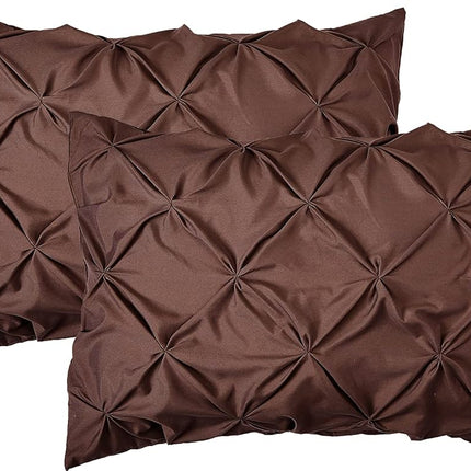 Elegant Comfort 2-Pack Sham Set Pinch Pleat Design, 1500 Premium Hotel Quality Microfiber, Stylish Design-Easy Care, Wrinkle and Stain Resistant, 2-Piece Sham Set, Pleated King, Brown