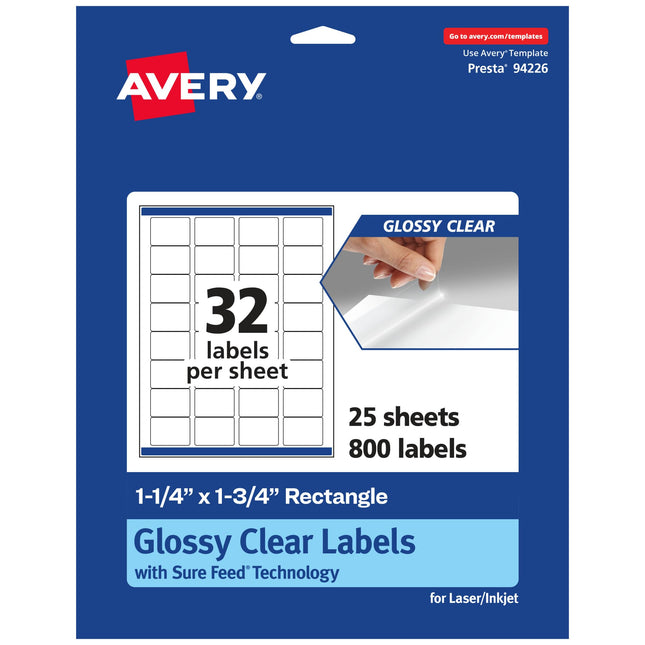 Avery Glossy Clear Rectangle Labels with Sure Feed