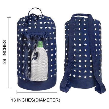 Dalykate Backpack Laundry Bag, Laundry Backpack with Shoulder Straps and Mesh Pocket Durable Nylon Backpack Clothes Hamper Bag with Drawstring Closure for College, Travel, Laundromat, Apartment