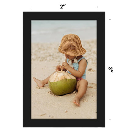 Americanflat 2x3 Picture Frame with Polished Crystal-Clear Glass - Streamline Collection - Thin Border Photo Frame for Tabletop Display - Easel Stand Included - Black