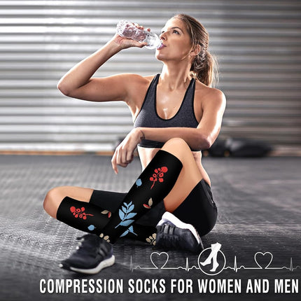 Bluemaple 6 Pack Copper Compression Socks for Women and Men Circulation-Best Support for Medical, Running,Nursing,Athletic