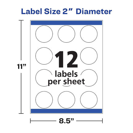 Avery 2" Glossy White Round Labels, Sure Feed, Full Bleed -Print to The Edge, 120 Thank You Labels (22807)
