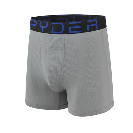 Spyder Mens Boxer Briefs Performance Nylon Mesh Sports Underwear, Black/Heather/Red/Black, M