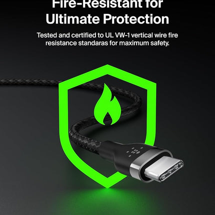 Belkin BoostCharge Pro Flex Braided USB-C to USB-A Cable (1M/3.3FT) USB-IF Certified Fast Charging Cable for iPhone 17, iPhone 17 Pro, iPad, Galaxy S25, Note, Pixel, Nintendo Switch 2 & More - Black