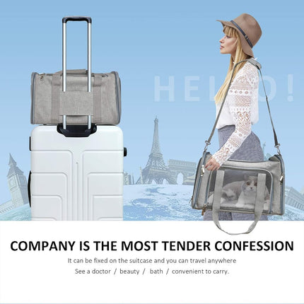 Henkelion Large Cat Carriers Dog Carrier Pet Carrier for Large Cats Dogs Puppies up to 25Lbs, Airline Approved Big Dog Carrier Soft Sided, Collapsible Waterproof Travel Puppy Carrier - Large - Grey