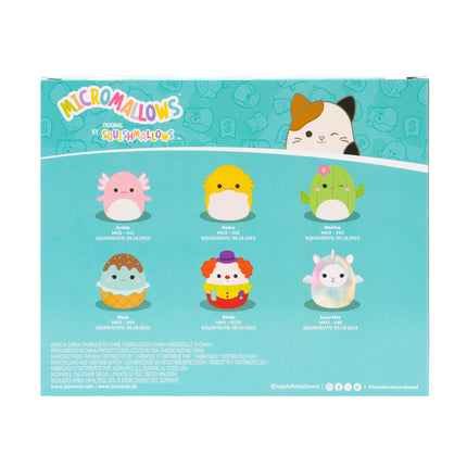 Micromallows Squishmallows Original 6-Pack � Archie Axolotl, Bimbi Clown, Lucy-May Llamapegacorn, Maritza Cactus, Maya Sundae, Rodry Bearded Dragon