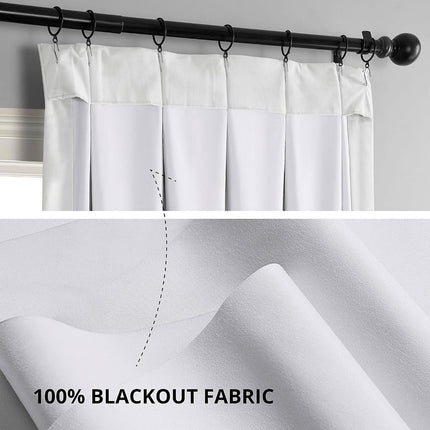 HPD Half Price Drapes Velvet Blackout Curtains/Drapes - 96 Inches Long 1 Panel Blackout Curtain Signature Pleated for Living Room & Bedroom - 25W X 96L, Primary White