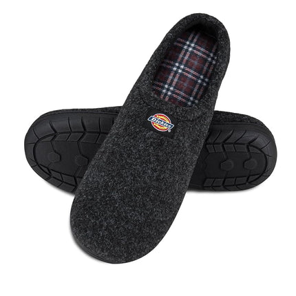 Pantuflas de espuma viscoelástica para hombre Dickies con talón abierto y cerrado, suela interior/exterior, fieltro negro, talla mediana UK
