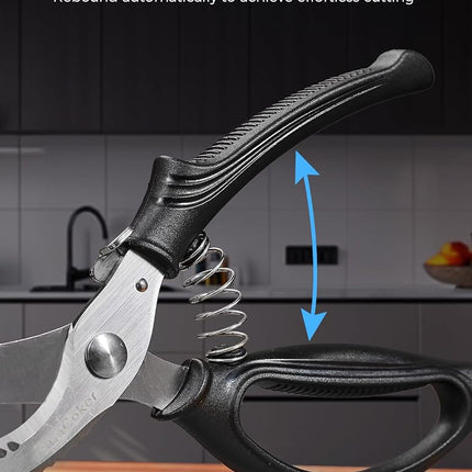 SimCoker Poultry Shears,Kitchen Scissors Heavy Duty Chicken Shears Kitchen Shears with Anti-Slip Handle & Safety Lock - Poultry Scissors for Meat, Chicken, Bone, Poultry, Spring Loaded