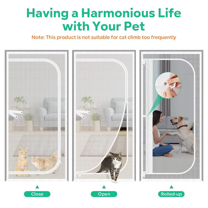 Reinforced Cat Screen Door, Fit Door Opening Size 34”X80”
