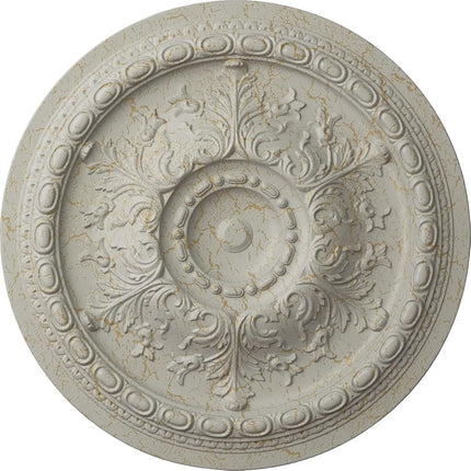 Ekena Millwork CM38OSPCC 38 3/8"OD x 2 7/8"P Oslo Ceiling Medallion (Fits Canopies up to 7 5/8"), Hand-Painted Pot of Cream Crackle
