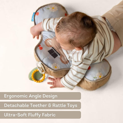 Taf Toys Bear Tummy Time Cushion for Babies 0-6 Months - Soft for Infant Tummy Time Development with Teether & Rattle for Baby - Newborn Gift