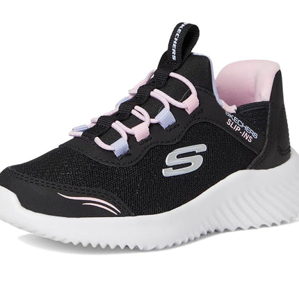 Skechers Girls' Bounder Simple Cute Trainer, Black/White, 4 UK Toddler