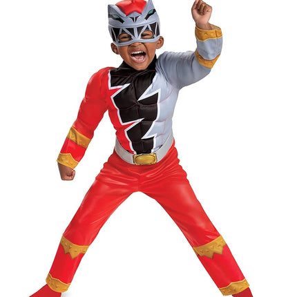 Red Ranger Muscle Costume for Toddlers, Power Rangers Dino Fury, Small (2T)