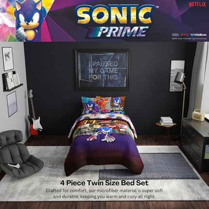 Franco Comforter and Sheet Set, Microfiber, Sonic Prime, 4 Piece Twin Size