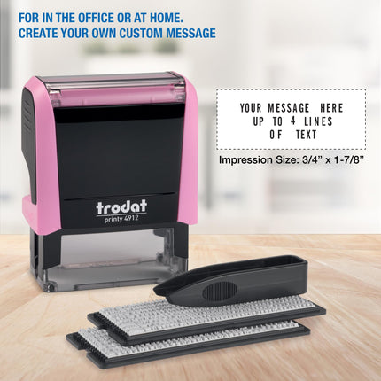 Trodat Printy 4912 Stamp to Design Yourself Pastel Pink - Self-Inking 4 Lines Black Imprint Colour 47 x 18 mm