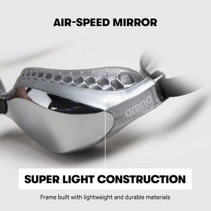 ARENA Cobra Core Swipe Mirror Unisex Adult Racing Swimming Goggles, Swimming Pool Goggles with Curved Mirror Lenses, Anti-Fog, UV Protection, 5 Interchangeable Nose Bridges