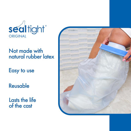 SEAL-TIGHT Original Cast and Bandage Protector, Watertight Protection, Keeps Skin and Casts Dry, Prevents Moisture Penetration, Ideal Protection when Showering or Swimming, Adult, Short Leg, 61cm