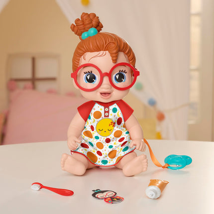 Set de muñeca bebé Baby Alive Lil Dreamer Dottie Doodle, pelo rojo, temática divertida de pijamada, juguetes preescolares para niñas y niños de 3 años en adelante