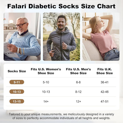 Physicians Approved Diabetic Socks For Men Women Non-Binding Loose Top Wide Crew Length, 12 Pairs Khaki, 10-13