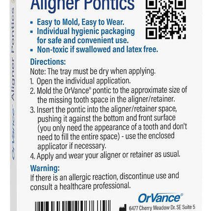 ORVANCE Aligner Pontics - Light Shade (16 Count) | Fills The Space of Missing Teeth in Clear aligners and Retainer Trays