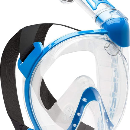 Cressi Duke Full Face Snorkel Dry Mask - Available in Standard Version or with Action Cam Holder, Adult Unisex,Clear/Blue,M/L